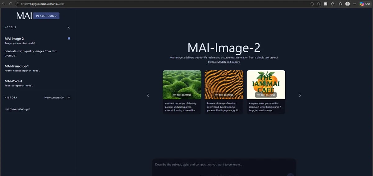 MAI Playground – Microsofts interface til at teste MAI-Image-2